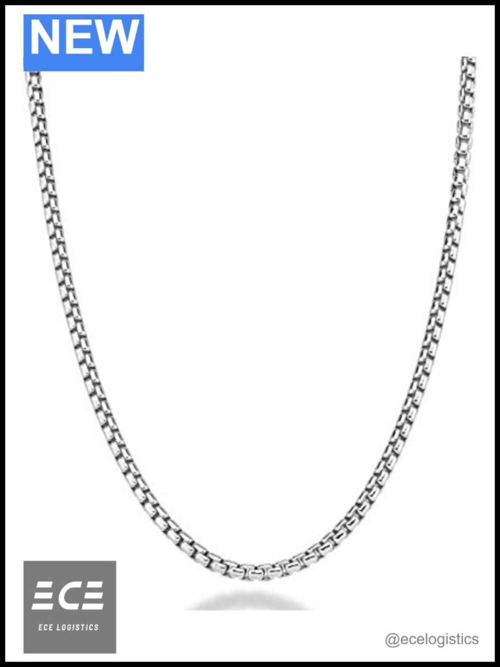 925 Sterling Silver 3.5mm Box Chain Necklace Unisex Italian